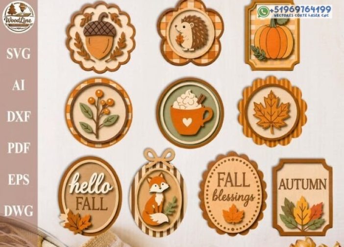 Paquete SVG de archivo de corte láser de signo de otoño