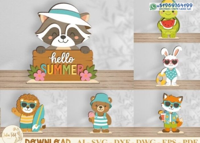 Paquete SVG de archivos de corte láser de animales de verano