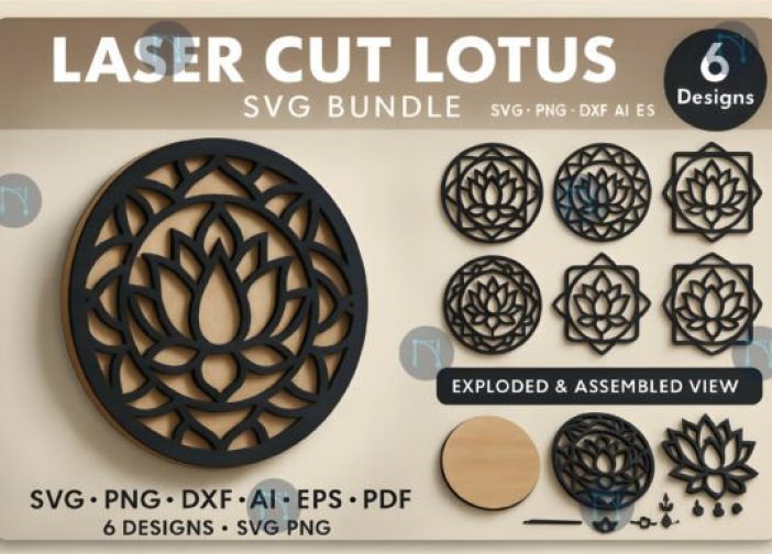 Paquete SVG de arte mural de flor de loto