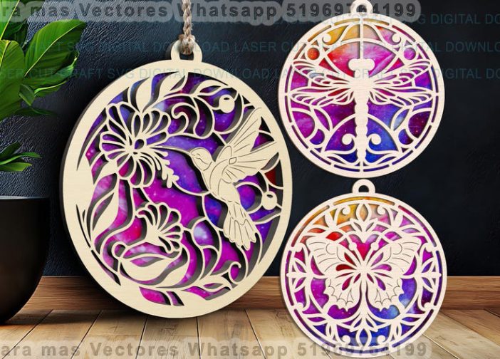 Paquete SVG de atrapasol de colibrí libélula y mariposa