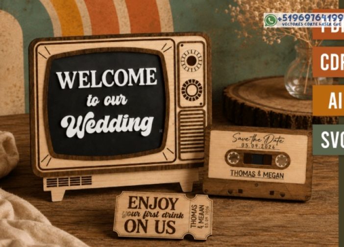 Paquete SVG de boda retro para láser