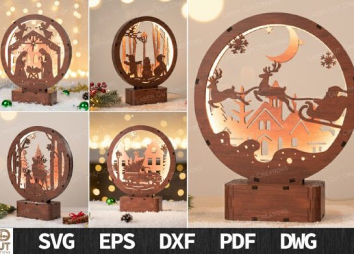 Paquete SVG de caja de luz navideña en capas