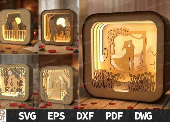 Paquete SVG de caja de sombras de pareja de San Valentín