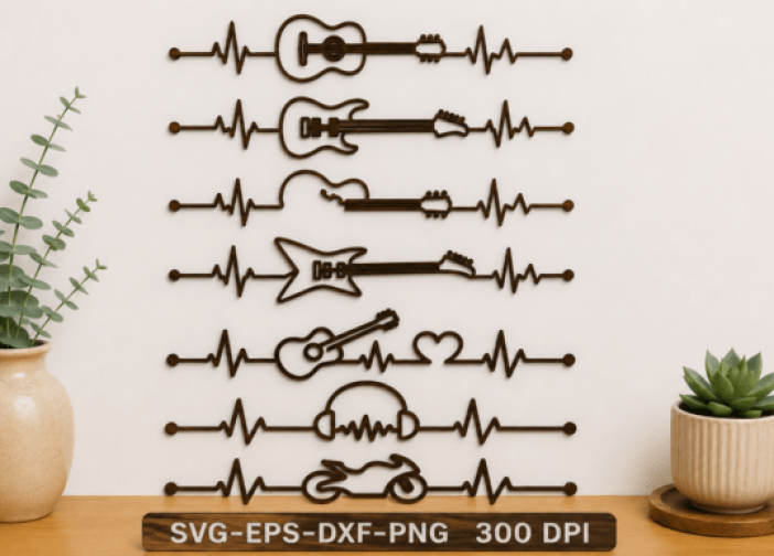 Paquete SVG de corte láser de arte de pared musical