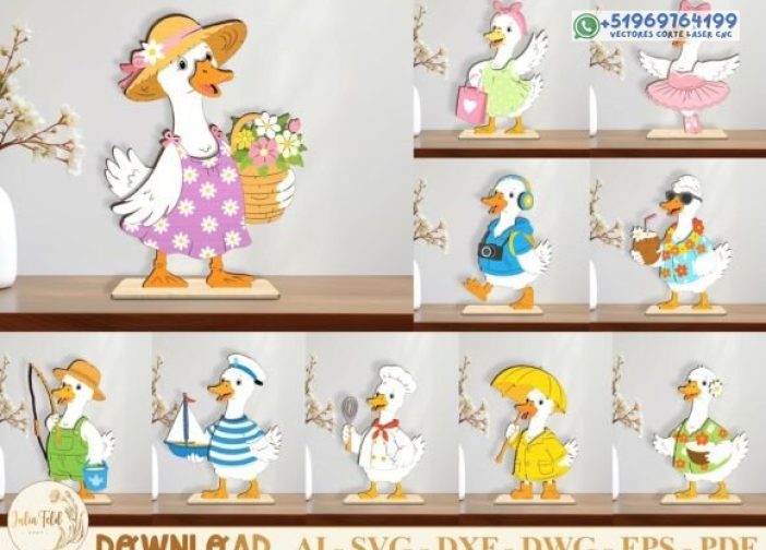 Paquete SVG de corte láser de niñera de estante de pato