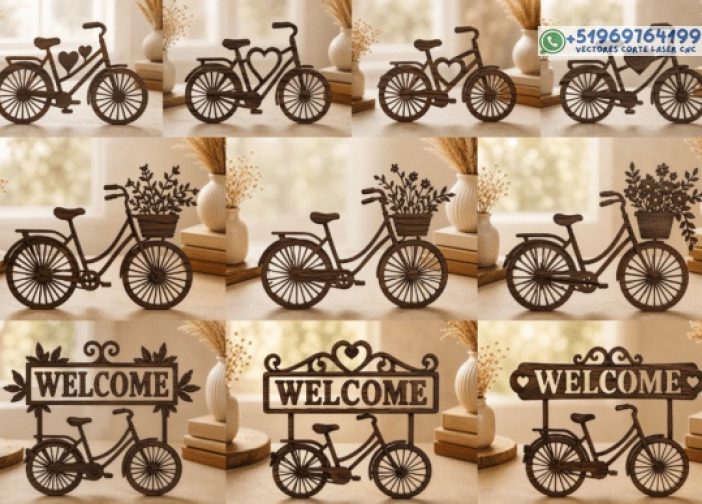 Paquete SVG de corte láser decorativo para bicicletas
