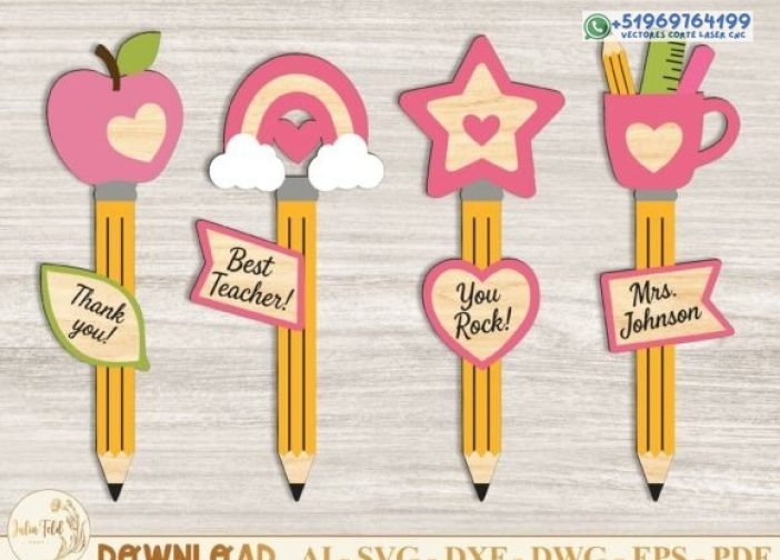 Paquete SVG de decoración de lápiz de profesor