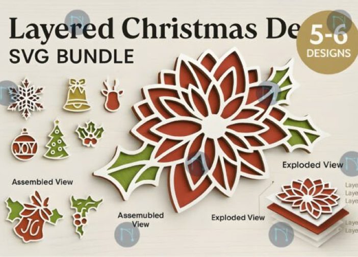 Paquete SVG de decoración navideña en capas