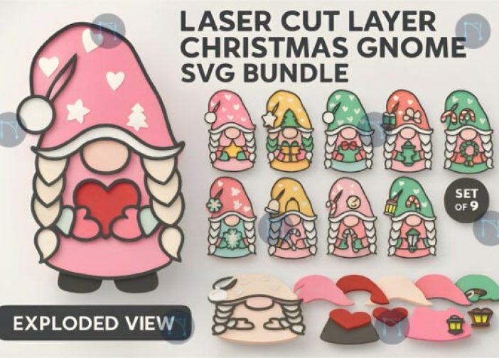 Paquete SVG de gnomo navideño en capas