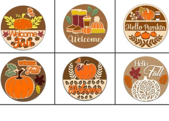 Paquete SVG de letrero redondo de otoño