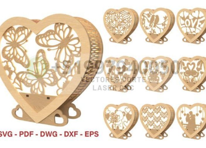 Paquete SVG de linterna con forma de corazón para San Valentín