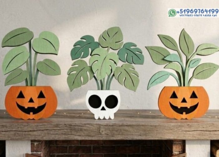 Paquete SVG de maceta de plantas de Halloween