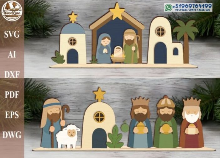 Paquete SVG de niñera de estante de Natividad