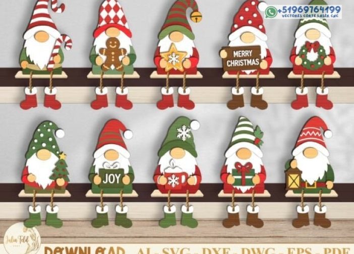 Paquete SVG de niñera de estante de gnomo de Navidad