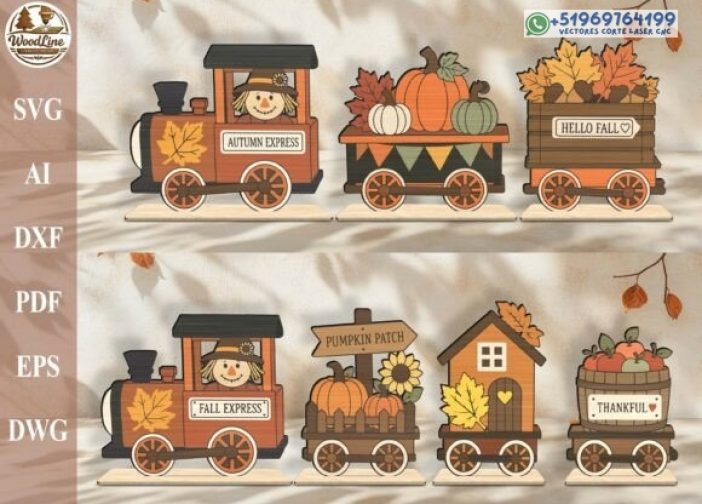 Paquete SVG de niñera de estante de tren de otoño