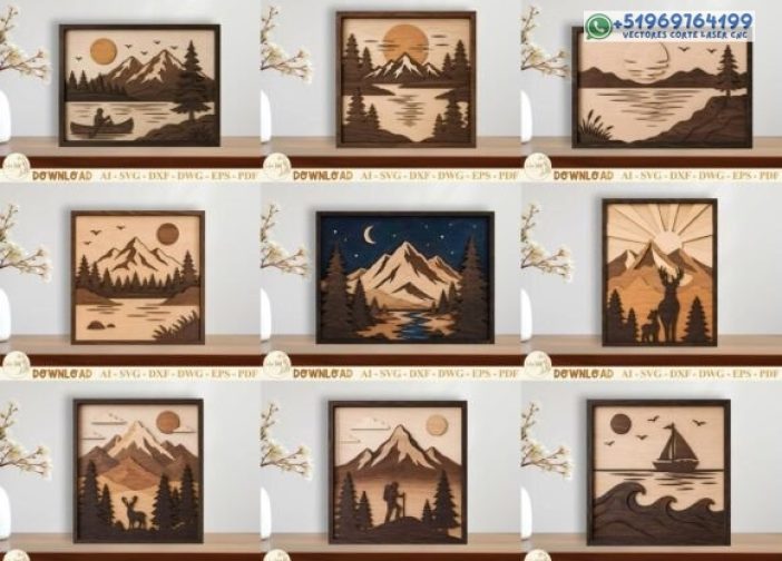 Paquete SVG de paisaje natural en capas