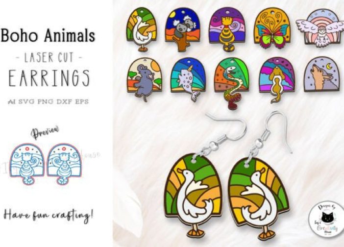 Paquete SVG de pendientes Boho animal