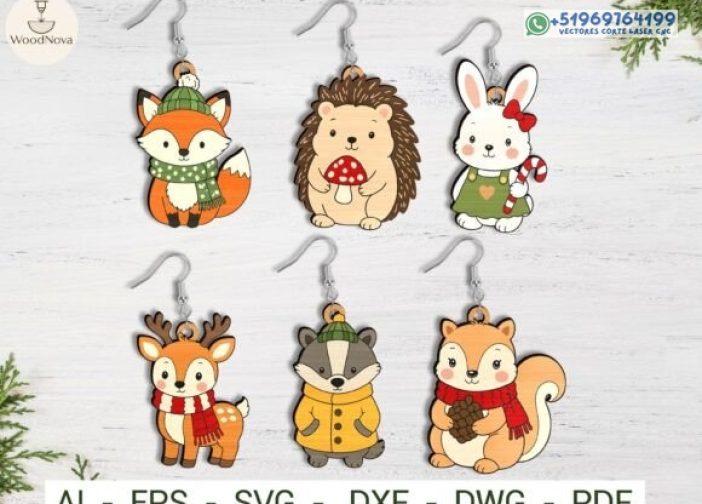 Paquete SVG de pendientes de animales de Navidad