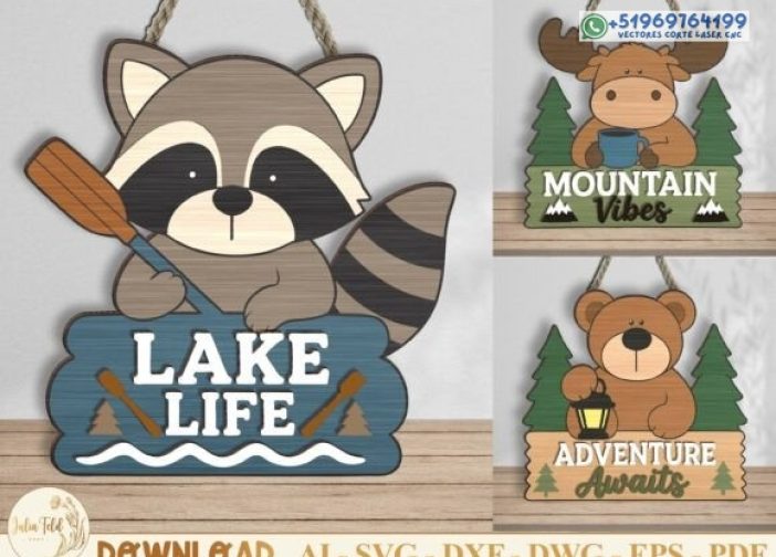 Paquete SVG de percha de puerta de animales del bosque