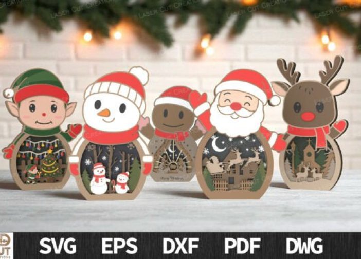 Paquete SVG de personajes navideños en capas