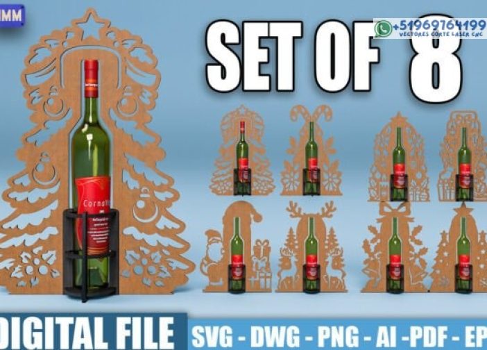Paquete SVG de portabotellas de vino de Navidad