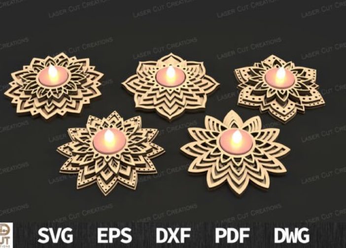 Paquete SVG de portavelas con diseño de mandala