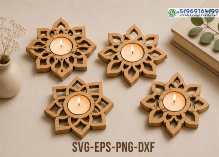 Paquete SVG de soporte de luz de té Mandala