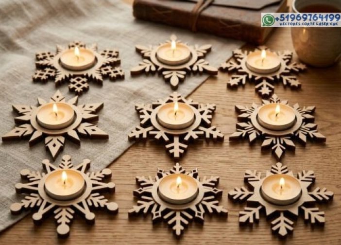 Paquete SVG de soporte de luz de té de copo de nieve