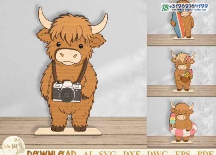 Paquete SVG de vaca de las tierras altas de la playa de verano