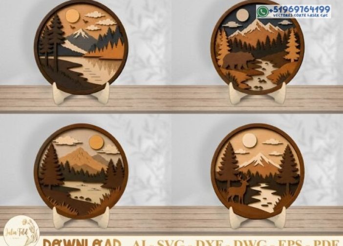 Paquete SVG en capas de paisaje de montaña