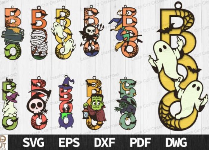 Paquete SVG en capas del cartel de Halloween BOO