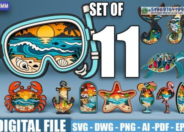 Paquete SVG multicapa de playa