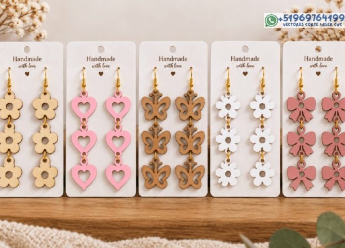 Paquete aretes de flores mariposas corazones