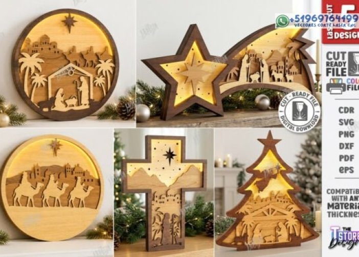 Paquete caja de luz de natividad CNC