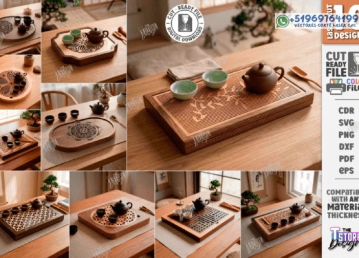 Paquete cortado con láser de bandeja de té Gongfu CNC