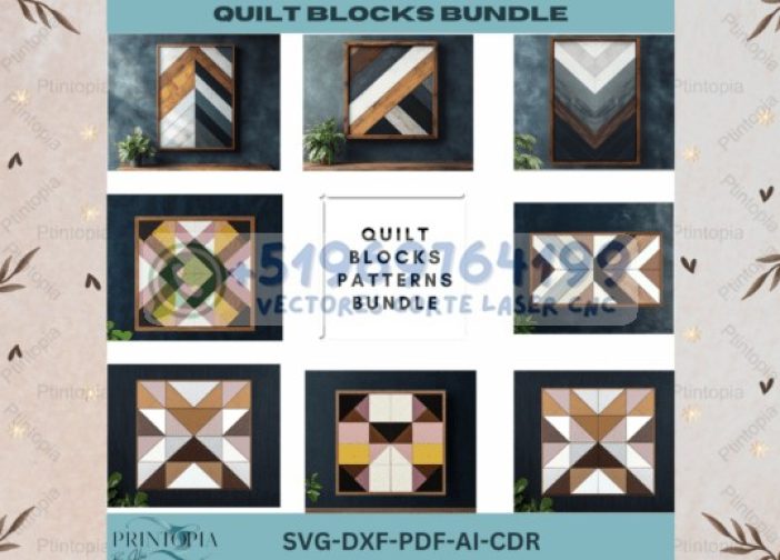 Paquete cuadros artisticos de patrones rústico3