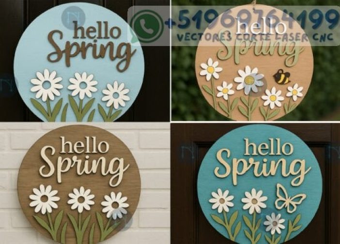 Paquete cuadros redondos SVG de Hola Primavera