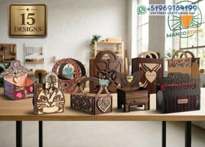 Paquete de 15 cajas canastas Para mas Vectores Whatsapp 51969764199