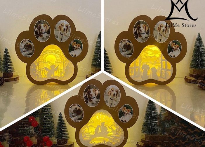 Paquete de 3 cajas conmemorativas tipo linterna para pata de perro Para mas Vectores Whatsapp 51969764199