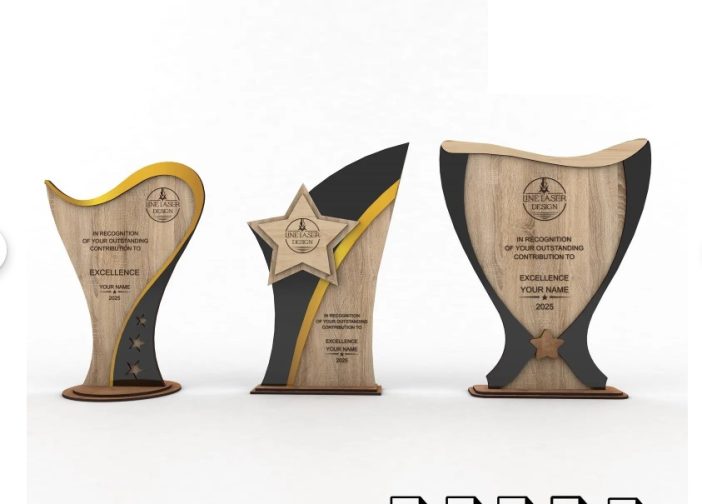 Paquete de 3 diseños unicos de trofeos de premio