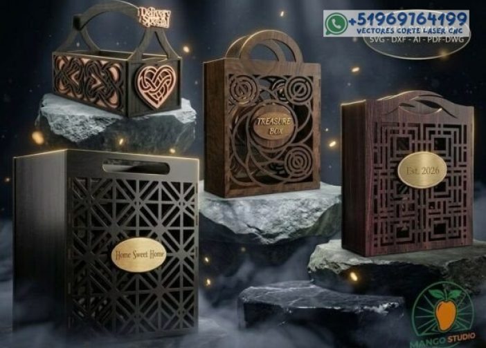 Paquete de 4 cajas de lujo premium SVG de 3 mm Para mas Vectores Whatsapp 51969764199