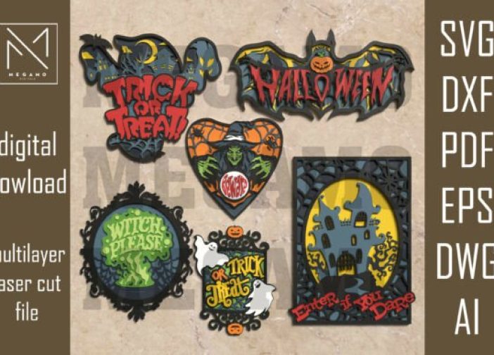 Paquete de 6 letreros SVG de Halloween