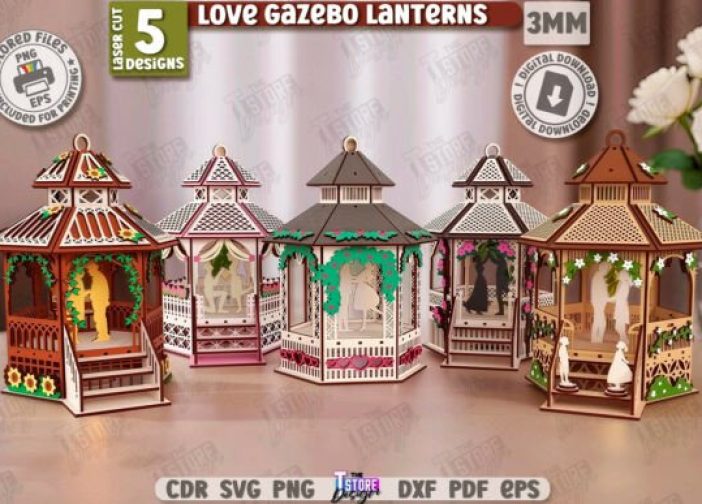 Paquete de Faroles estilo Gazebo glorieta pergola con diseño romantico