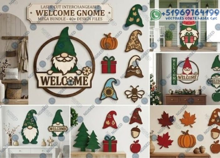 Paquete de Gnomos de Bienvenida Intercambiables Para mas Vectores Whatsapp 51969764199