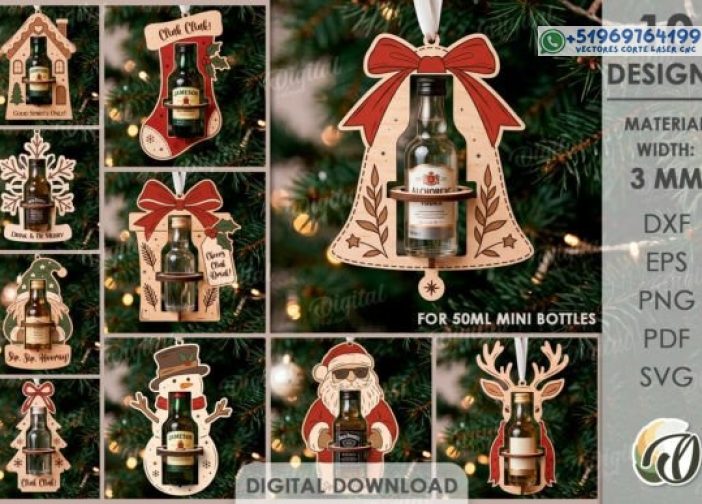 Paquete de Portabotellas Mini Árbol de Navidad