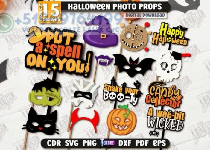 Paquete de accesorios para fotomatón de Halloween