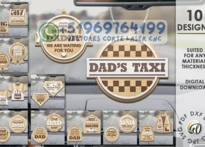 Paquete de adornos 3D para el coche del Día del Padre