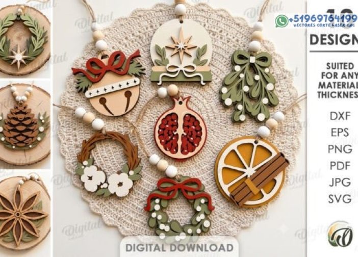 Paquete de adornos colgante para árbol de Navidad