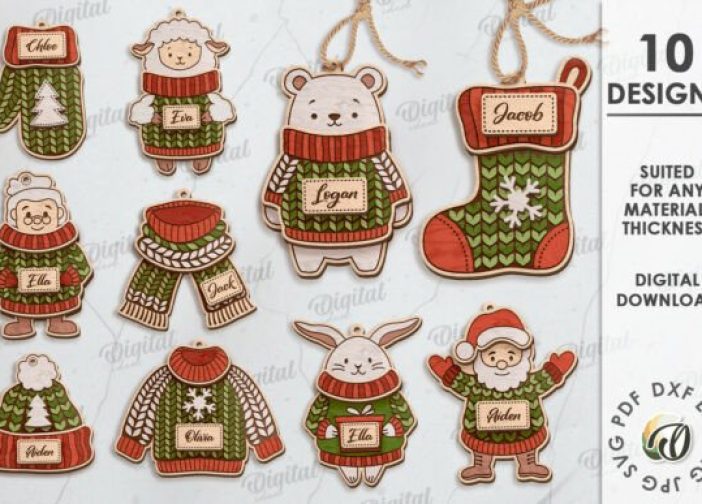 Paquete de adornos colgantes navideños con chompa sueter