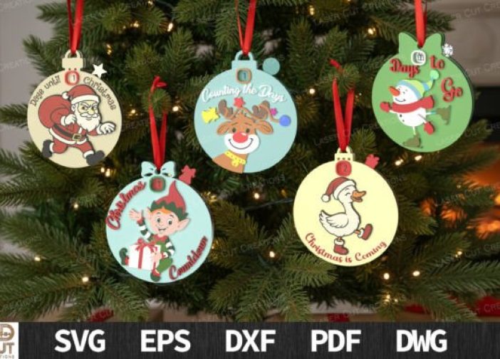 Paquete de adornos de cuenta regresiva para Navidad